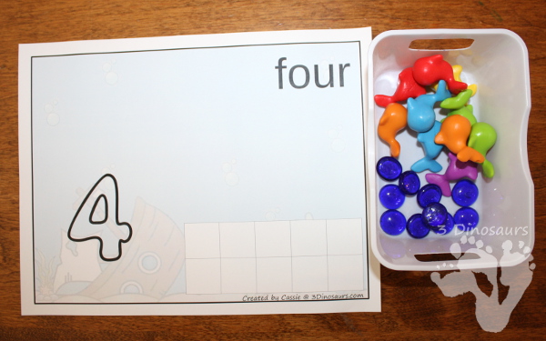 Free Ocean Themed Counting Mats: Number 1 to 10  - 3Dinosaurs.com