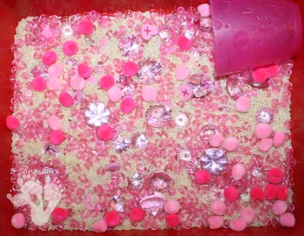 Pink Themed Sensory Bin - to go with the book Pinkalicious - 3Dinosaurs.com