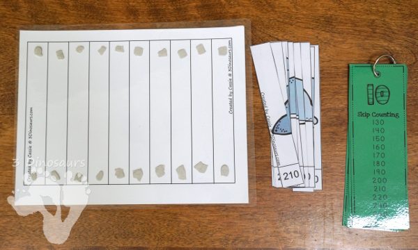 Free Fun Space Skip Counting by 10 Puzzles - 4 pages of puzzles with template - 3Dinosaurs.com