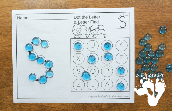 No-Prep ABC Dot the Letter & Find the Letter - all 26 letters of the alphabet in uppercase only or lowercase only dot the letter and find the letter - 3Dinosaurs.com