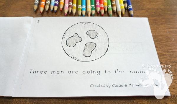 Free Going To The Moon Easy Reader Book- 8 page book with people from the first moon landing, about going and coming back  - 3Dinosaurs.com