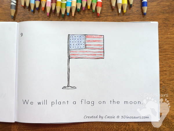 Free Going To The Moon Easy Reader Book- 8 page book with people from the first moon landing, about going and coming back  - 3Dinosaurs.com