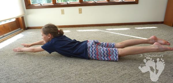 4 Gross Motor Activities on  Your Stomach - a great way to work on building stomach gross motor skills and having fun - 3Dinosaurs.com