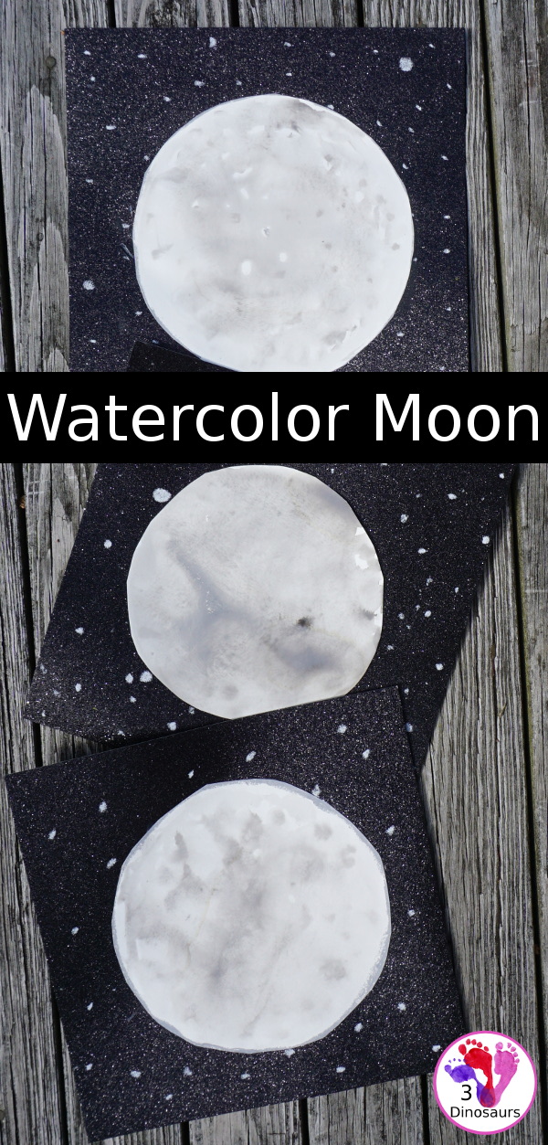 Process Art: Watercolor Moon - a fun art project for a moon theme  - 3Dinosaurs.com