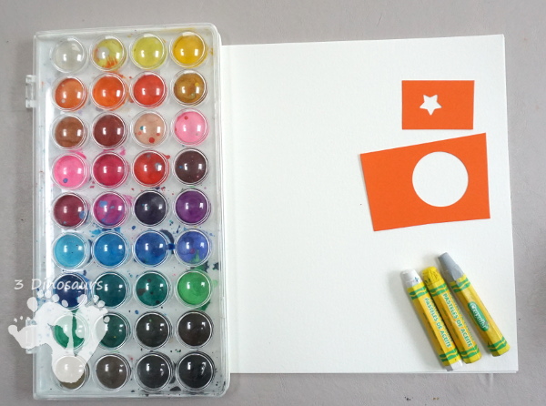 Watercolor & Oil Pastel Night Sky - a fun art project for a night sky theme with a full moon - 3Dinosaurs.com