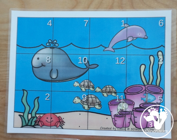 Hands-On Learning with Ocean Themed Division Puzzles -11 puzzles and mats to work on division from 2 to 12 with a fun way to learn. - 3Dinosaurs.com