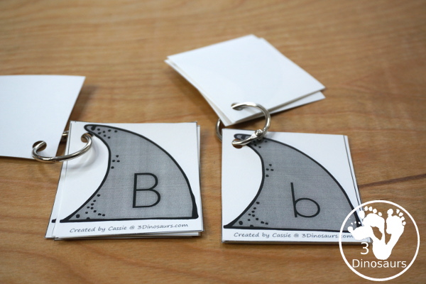 Free Hands-On Shark ABC Matching Printable - all 26 letters of the alphabet with shark fin uppercase and lowercase letters and sorting ocean themed mats - 3Dinosaurs.com