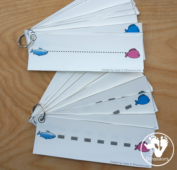 Shark Activity Pack: Prewriting - easy reader book for kids to learn words and get the shark to the fish - 3Dinosaurs.com