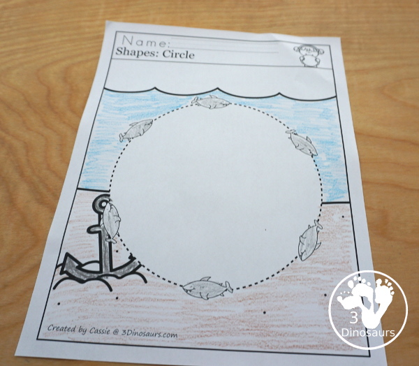 Shark Activity Pack: Shapes - a no-prep page for each of the 9 shapes in the set with tracing the shape with the sharks - 3Dinosaurs.com