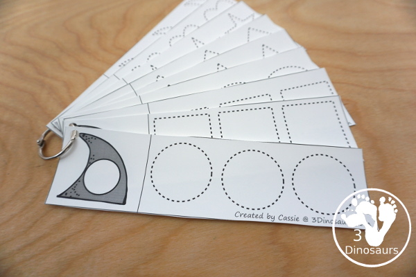 Shark Activity Pack: Shapes - tracing strips for the 9 shapes that kids will learn - 3Dinosaurs.com