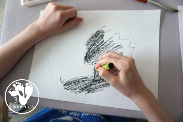 Watercolor & Oil Pastel: Planet Mars for kids - easy mix art projects for kids to do for the planet Mars. You have fun with different ages level doing the same art project- 3Dinosaurs.com  #3dinosaurs 