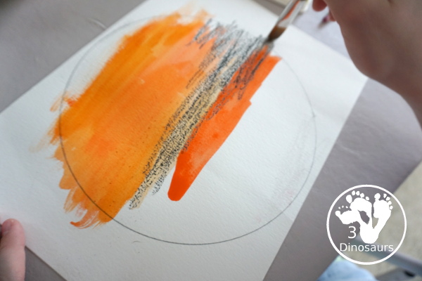 Watercolor & Oil Pastel: Planet Mars for kids - easy mix art projects for kids to do for the planet Mars. You have fun with different ages level doing the same art project- 3Dinosaurs.com  #3dinosaurs 