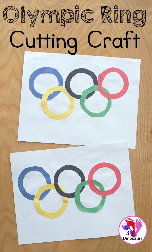 Olympic Ring Cutting Craft for Kids - a simple way to make an Olympic Flag for kids - 3Dinosaurs.com