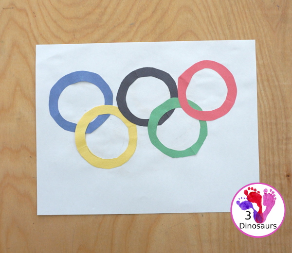 Olympic Ring Cutting Craft for Kids - a simple way to make an Olympic Flag for kids - 3Dinosaurs.com