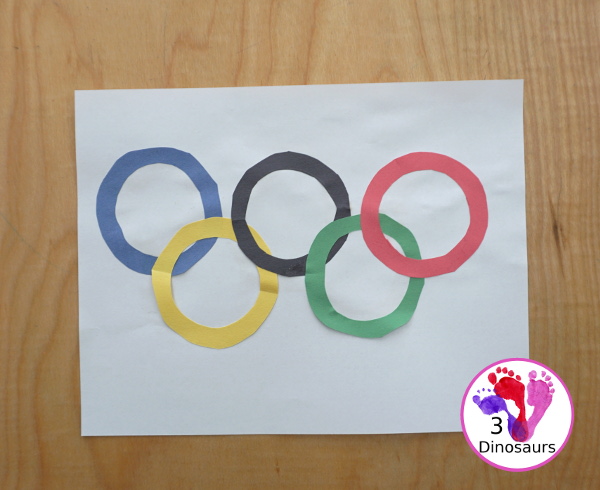 Olympic Ring Cutting Craft for Kids - a simple way to make an Olympic Flag for kids - 3Dinosaurs.com
