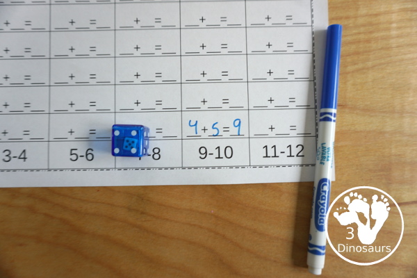 Free Olympic Roll and Graph Math for Addition & Multiplication - fun printables to work on math during the Olympics with rolling and filling out the graph - 3Dinosaurs.com