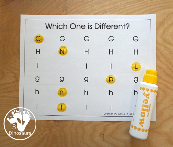 Free Romping & Roaring GHI Review Pack - with letter g, letter h, and letter i printables for reviewing the three letters with tracing, puzzles, coloring pages, finger puppets, game and more- 3Dinosaurs.com