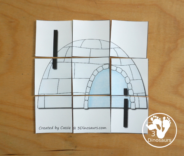 Free Romping & Roaring I Pack: Letter I is for Igloo - a letter I pack that has prewriting, finding letters, tracing letters, coloring pages, shapes, puzzles and more - 3Dinosaurs.com