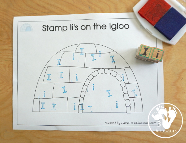 Free Romping & Roaring I Pack: Letter I is for Igloo - a letter I pack that has prewriting, finding letters, tracing letters, coloring pages, shapes, puzzles and more - 3Dinosaurs.com