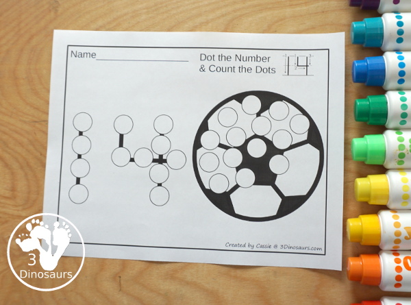 Sports Dot the Number & Counting: Basketball, Soccer, Tennis, Baseball, & Football - Numbers 1 to 20  with dot marker numbers and counting dots on the sports balls - 3Dinosaurs.com