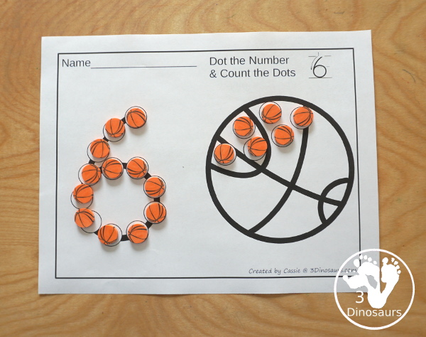 Sports Dot the Number & Counting: Basketball, Soccer, Tennis, Baseball, & Football - Numbers 1 to 20 with dot marker numbers and counting dots on the sports balls - 3Dinosaurs.com