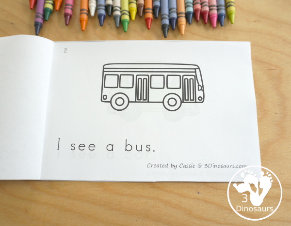 Free Transportation Easy Reader Book: Short Vowels Words - with a 9 page book with sentence cards and blending cards for the book with 8 short vowel words - 3Dinosaurs.com