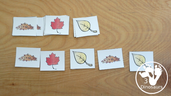 Free Leaves Activities Pack for Tot, Preschool, PreK, Kindergarten, & First Grade - A fun set of free printables with a fall leave themed with a mix of hands-on and no-prep printables - 3Dinosaurs.com