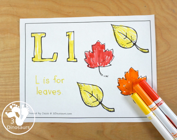 Free Leaves Activities Pack for Tot, Preschool, PreK, Kindergarten, & First Grade - A fun set of free printables with a fall leave themed with a mix of hands-on and no-prep printables - 3Dinosaurs.com
