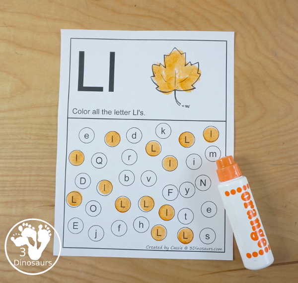 Free Leaves Activities Pack for Tot, Preschool, PreK, Kindergarten, & First Grade - A fun set of free printables with a fall leave themed with a mix of hands-on and no-prep printables - 3Dinosaurs.com