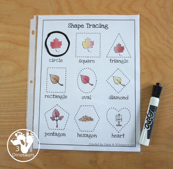 Free Leaves Activities Pack for Tot, Preschool, PreK, Kindergarten, & First Grade - A fun set of free printables with a fall leave themed with a mix of hands-on and no-prep printables - 3Dinosaurs.com