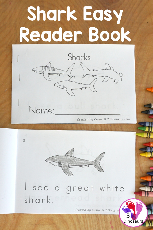 Free Shark Easy Reader Book for Kids - This is a great easy reader book with shark names and sight words I, see, a - 3Dinosaurs.com