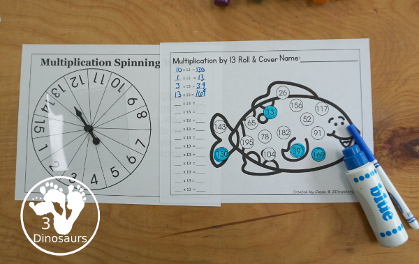 Ocean Multiplication Roll & Cover  has multiplication 1 to 12 and 1 to 15 with two options of equations for each set. You can color and black and white options- 3Dinosaurs.com