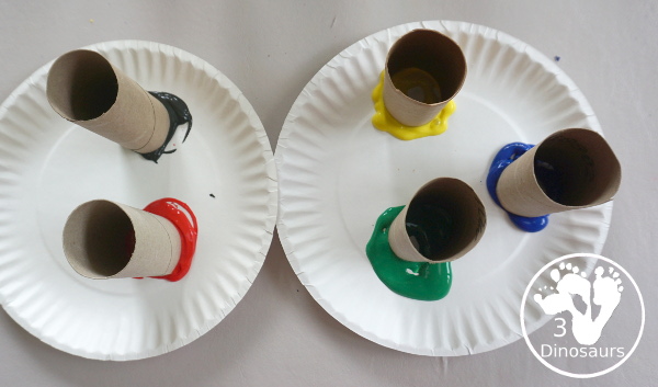Paper Roll Olympic Flag Ring Color Painting - a fun Olympic art activity using the Olympic Ring colors. - 3Dinosaurs.com