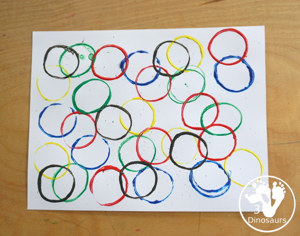 Paper Roll Olympic Flag Ring Color Painting - a fun Olympic art activity using the Olympic Ring colors. - 3Dinosaurs.com