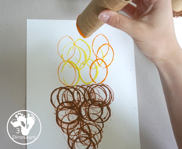 Paper Roll Torch Painting - a simple painting made with paper rolls and paint to make a Torch for the Olympics - 3Dinosaurs.com