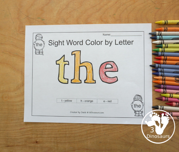 Romping & Roaring Preprimer Sight Words: Run, Said, See, The - you have 6 pages for each sight word that work on learning the sight word different ways with reading, writing, and finding. 3Dinosaurs.com