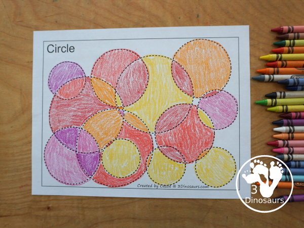 FREE Shape Trace & Color Printables - you have 12 shape pages with many shapes over lapping that kids can trace and the color the shapes - 3Dinosaurs.com