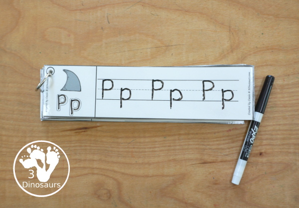 Free Shark ABC Tracing Strips - with uppercase and lowercase together. You have fun kids with a shark fin plus you can see an example of how to trace the letters. They have all 26 letters of the alphabet - 3Dinosaurs.com