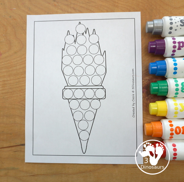 Free Torch Fine Motor Mats: Dot Maker - you have a torch dot marker page with the outline of the torch and dots filling in the torch - 3Dinosaurs.com