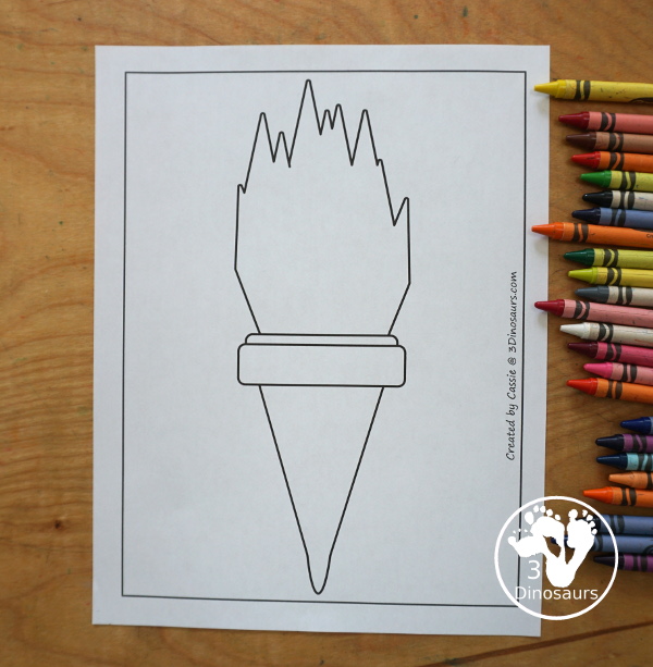 Free Torch Fine Motor Mats: Dot Maker - you have a torch that works great for coloring or template for a torch craft. - 3Dinosaurs.com