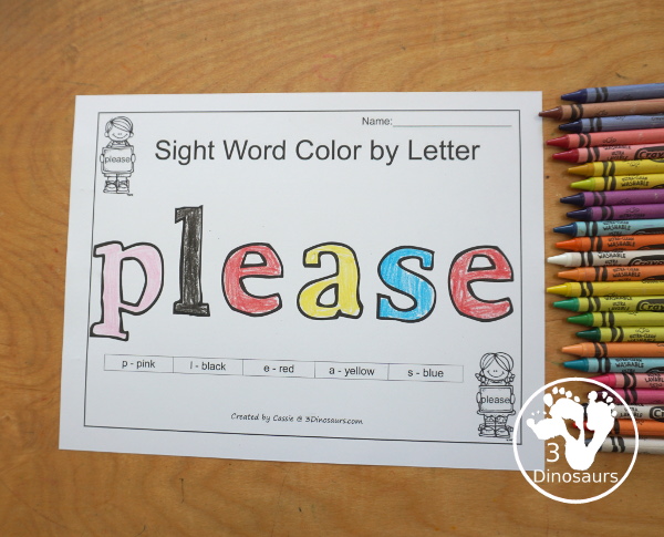 Free Romping & Roaring Primer Sight Words: On, Our, Out, Please - you have 6 pages for each sight word that work on learning the sight word in different ways with reading, writing, and finding. 3Dinosaurs.com
