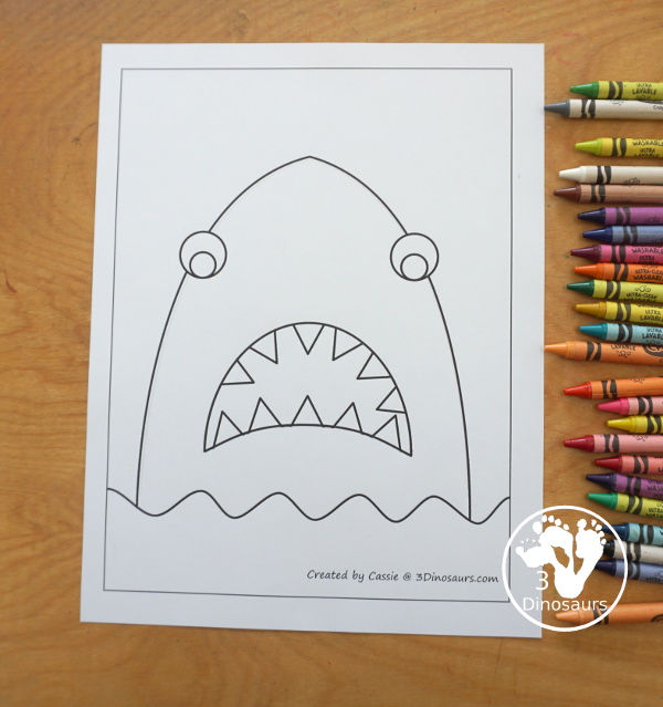 Free Shark Fine Motor Mats - You have 4 fine motor mats to use with kids for shark week. You have a shark template, a shark tracing page, a shark q-tip page, and a shark dot marker page. A great preschool, prek, and kindergarten fine motor work. 3Dinosaurs.com