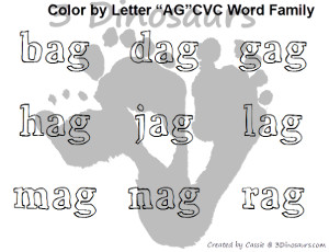 Free CVC Word Family Color by Letter! - 3Dinosaurs.com