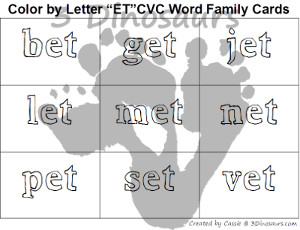 Free CVC Word Family Color by Letter! - 3Dinosaurs.com