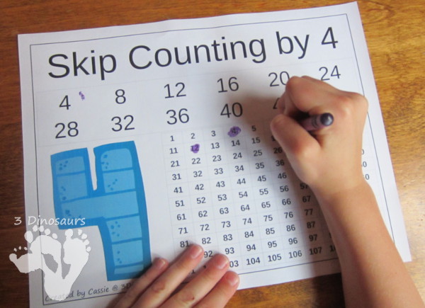 Free Number Skip Counting Printable - 3Dinosaurs.com