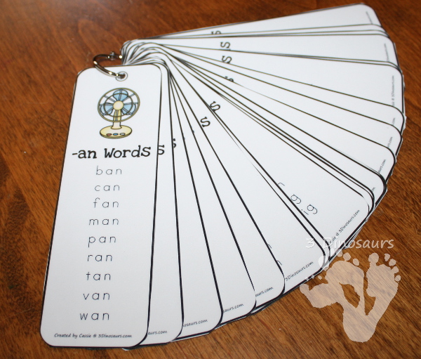 Free CVC Word Family Bookmarks. 4 Bookmarks per page - The following endings: -ad, -ag, -am, -an, -ap, -ar, at, -ed, -en, -et, -ig, -in, -ip, -it, -og, -op, -ot, -ow, -ox, -ug, -un, & -ut - 3Dinosaurs.com