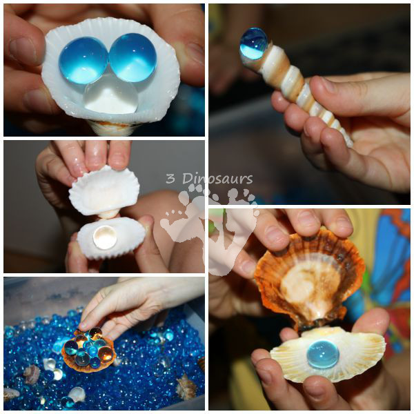 Shell and Water Sensory Bin - 3Dinosaurs.com
