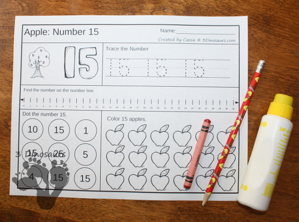 Apple Daily Number & Math For the Fall - flashcards for addition & subtraction, math fact house, no-prep printables $ - 3Dinosaurs.com