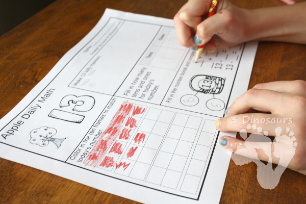 Apple Daily Number & Math For the Fall - flashcards for addition & subtraction, math fact house, no-prep printables $ - 3Dinosaurs.com