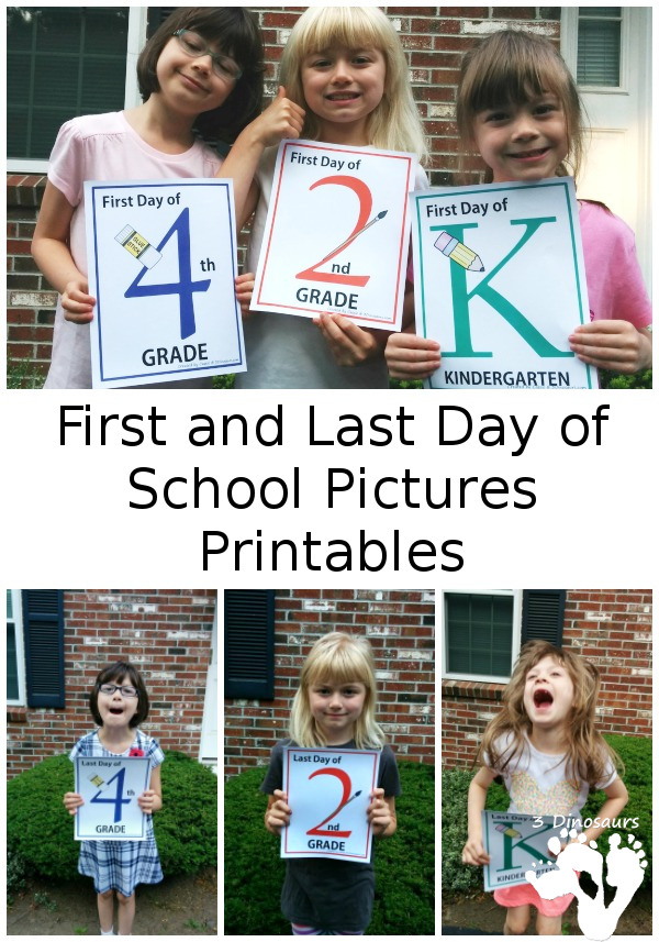 Free First & Last Day of School Pictures Printables - 3Dinosaurs.com